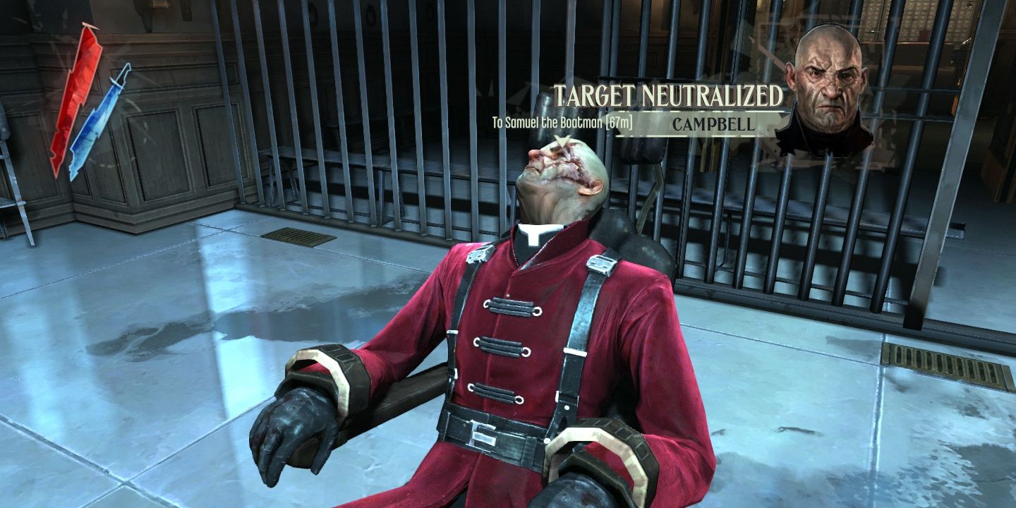 High Overseer Campbell branded in Dishonored's first mission
