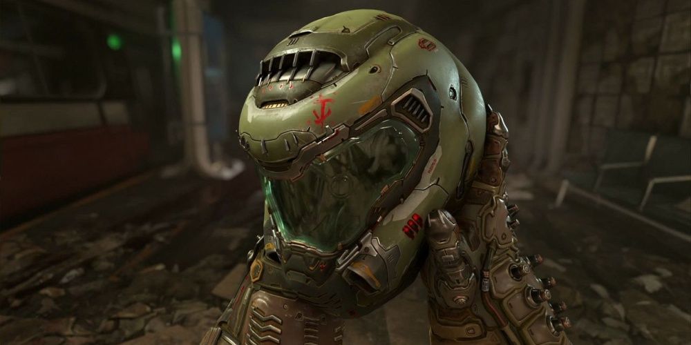 Doom 2016 Slayer Picking Up Helmet