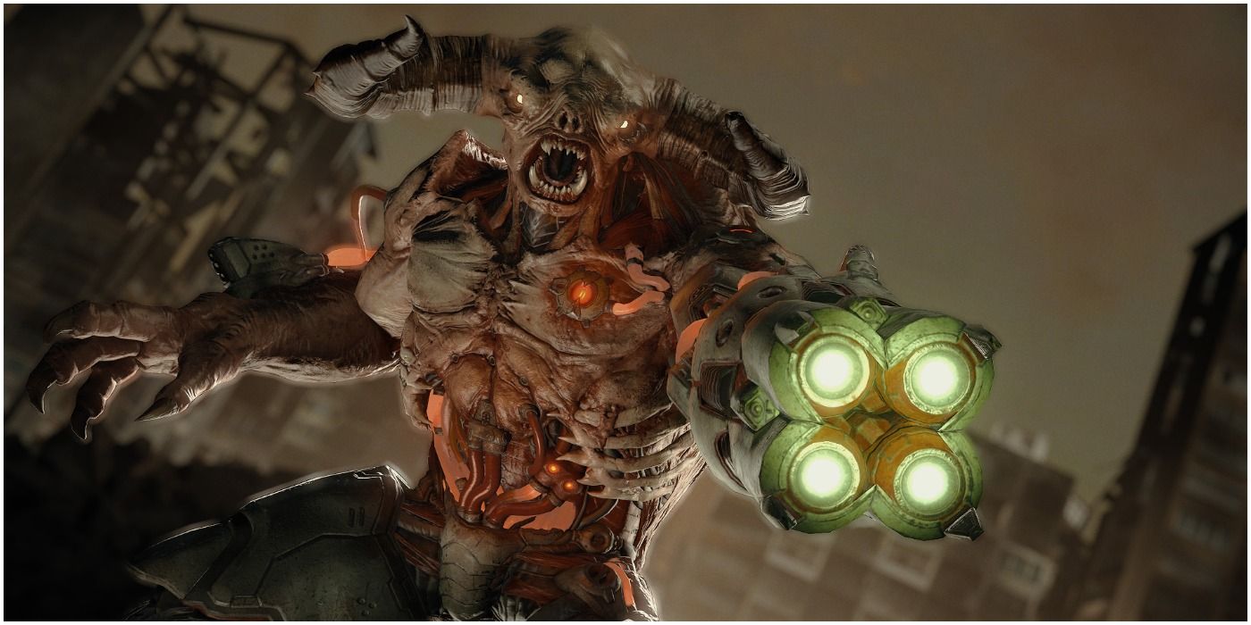 The Cyberdemon (Tyrant) About To Blast The Doom Slayer Eternal
