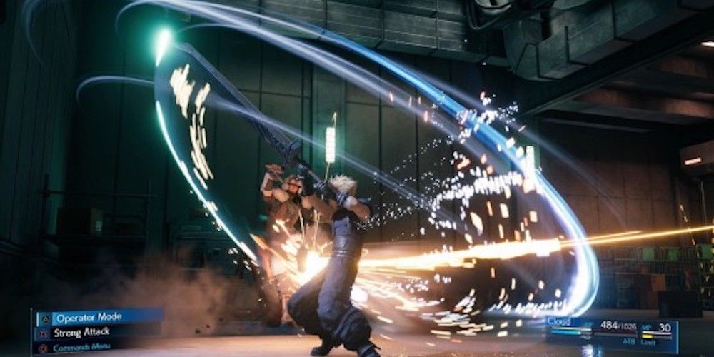 FInal Fantasy VII remake combat sword slash cloud