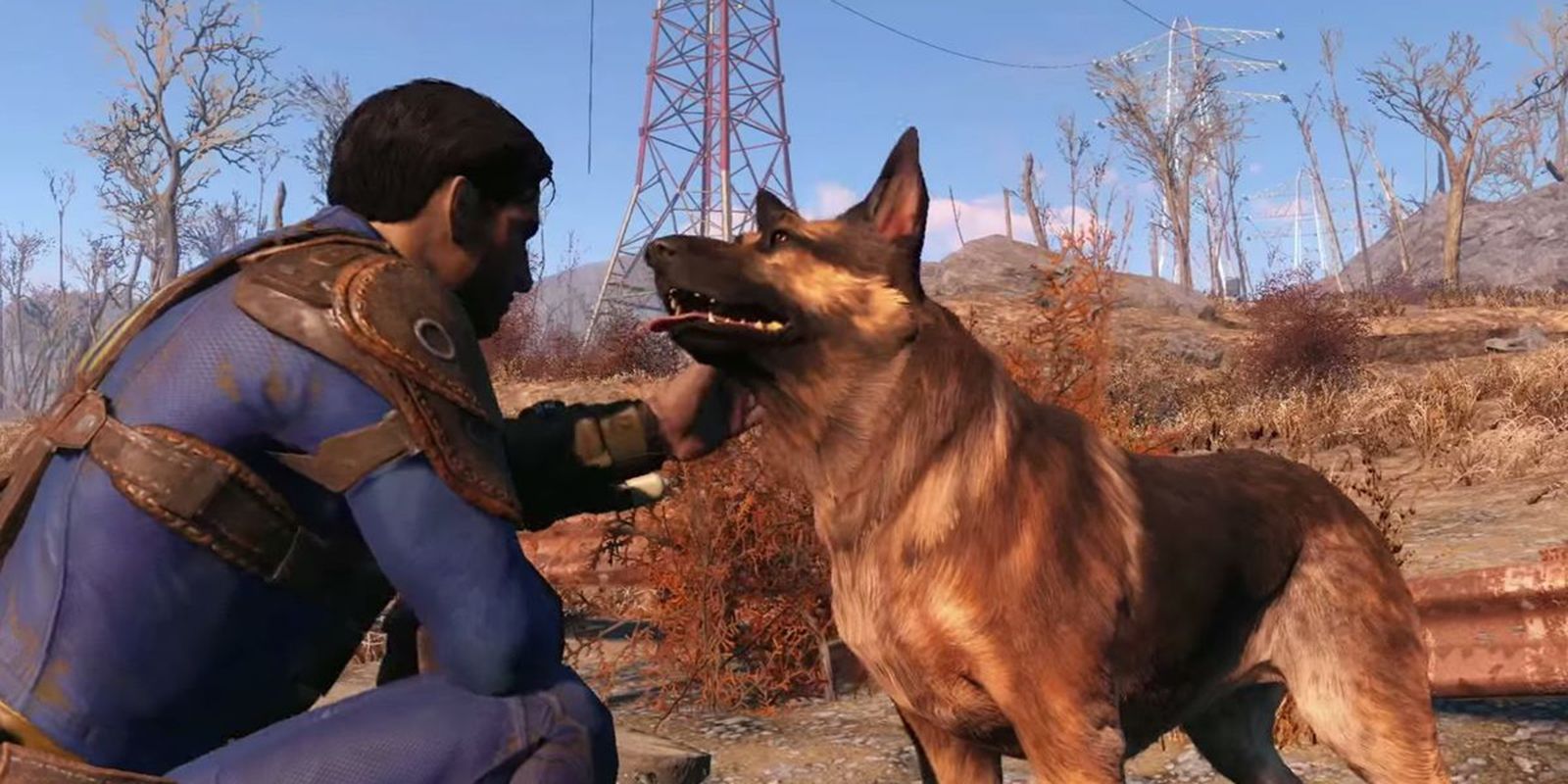 Fallout 4 player petting Dogmeat