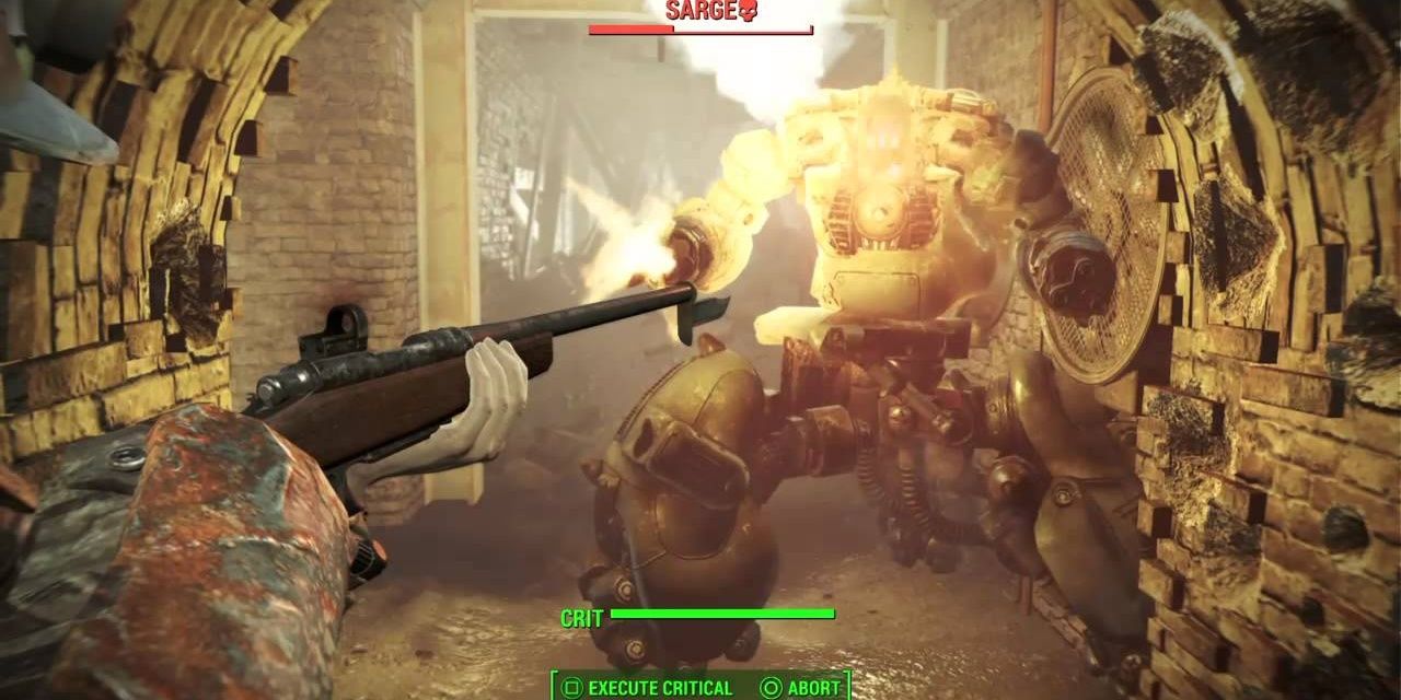 Fallout 4 Sarge robot fight.
