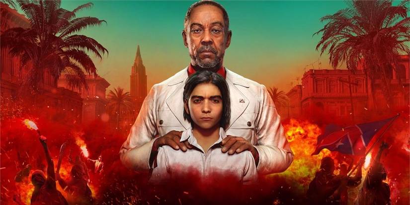 Far Cry 6 cover featuring villain Anton Castillo and his son Diego