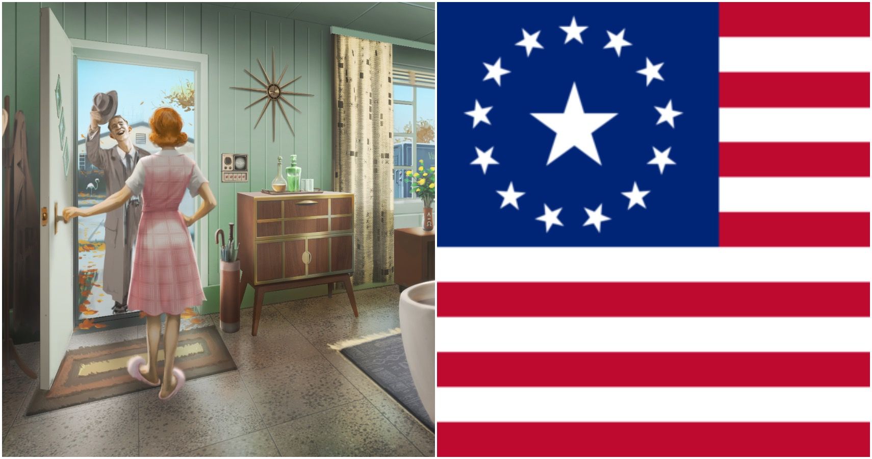 The 1950s style of the game and the new flag for the US