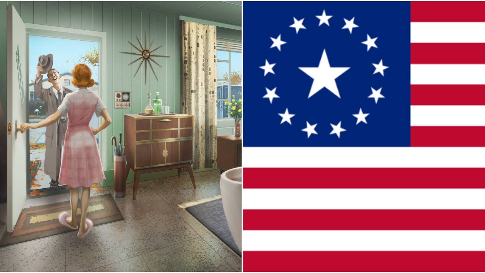 The 1950s style of the game and the new flag for the US