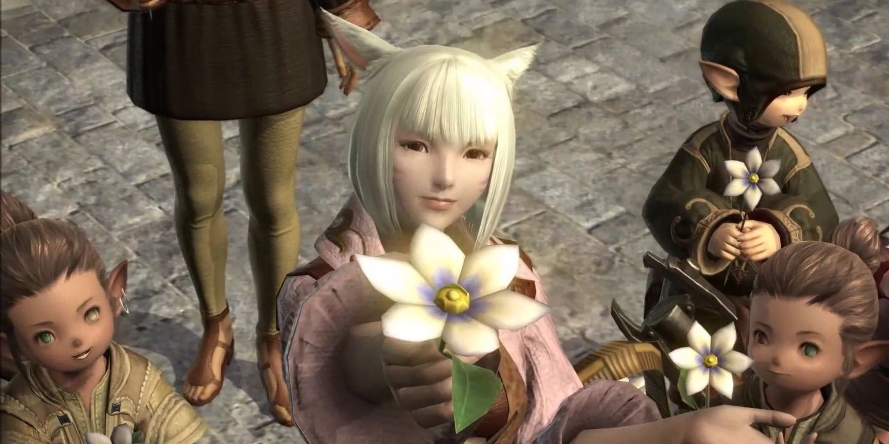 ffxiv characters passing flowers