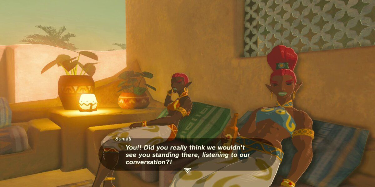 Two sitting gerudo in Breath of the Wild