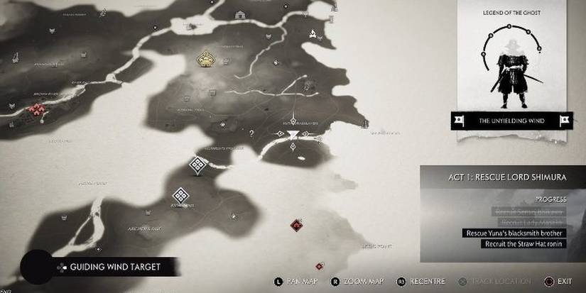Ghost Of Tsushima In Game Map With Fog