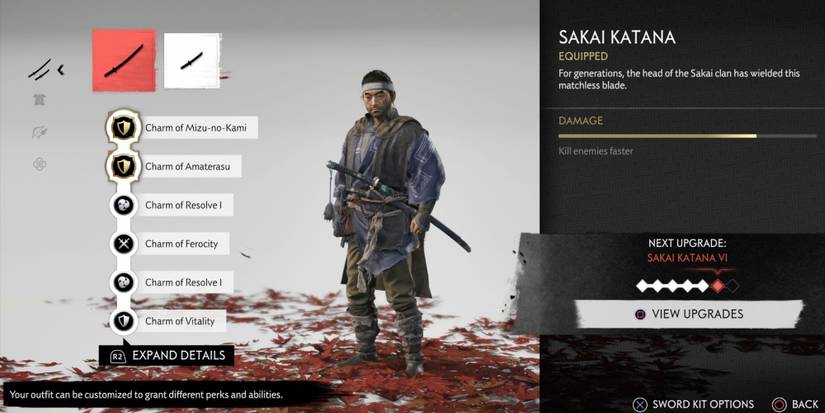Ghost Of Tsushima Sword Upgrade Screen