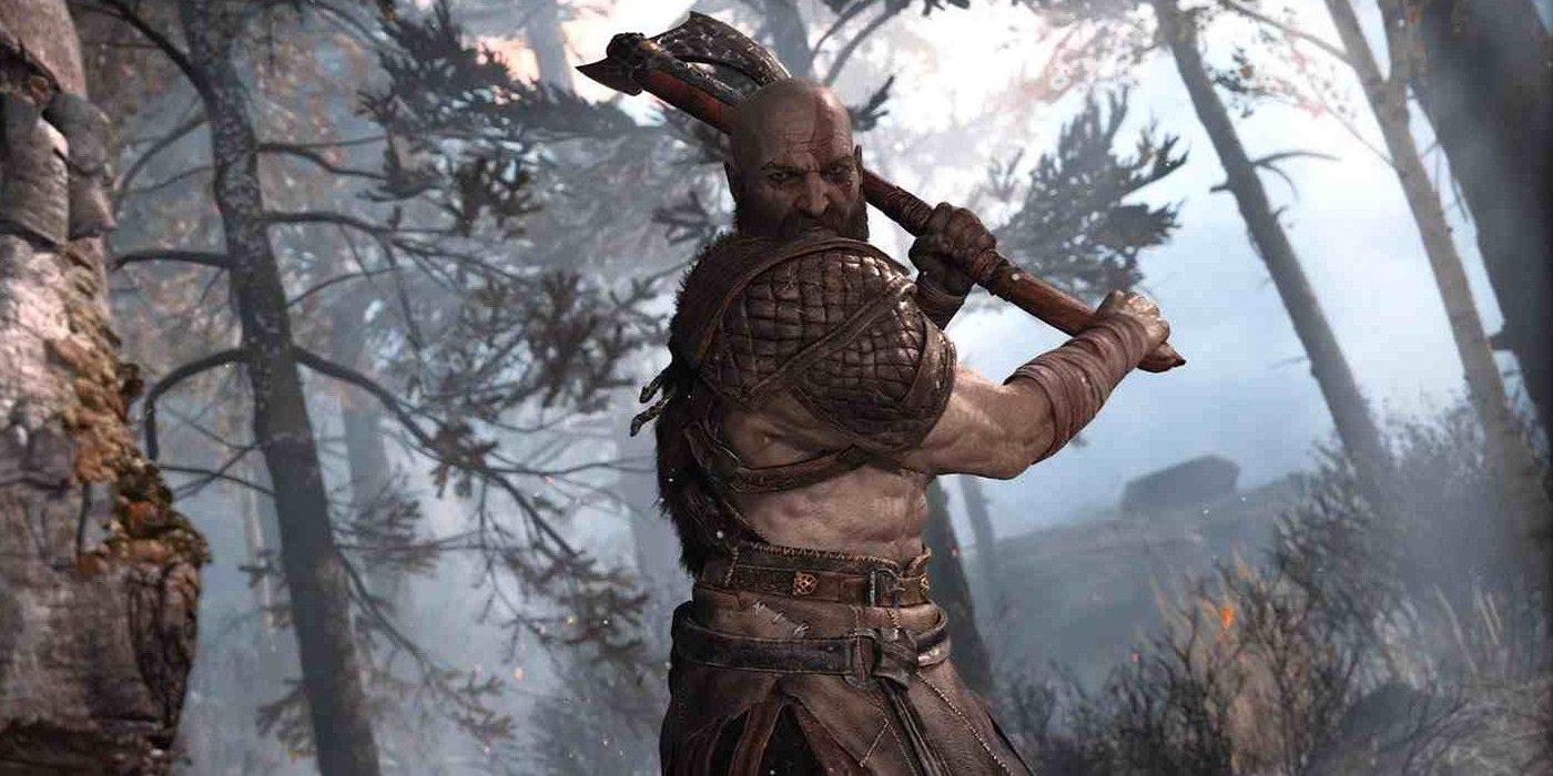 Kratos Swinging Axe in God of War