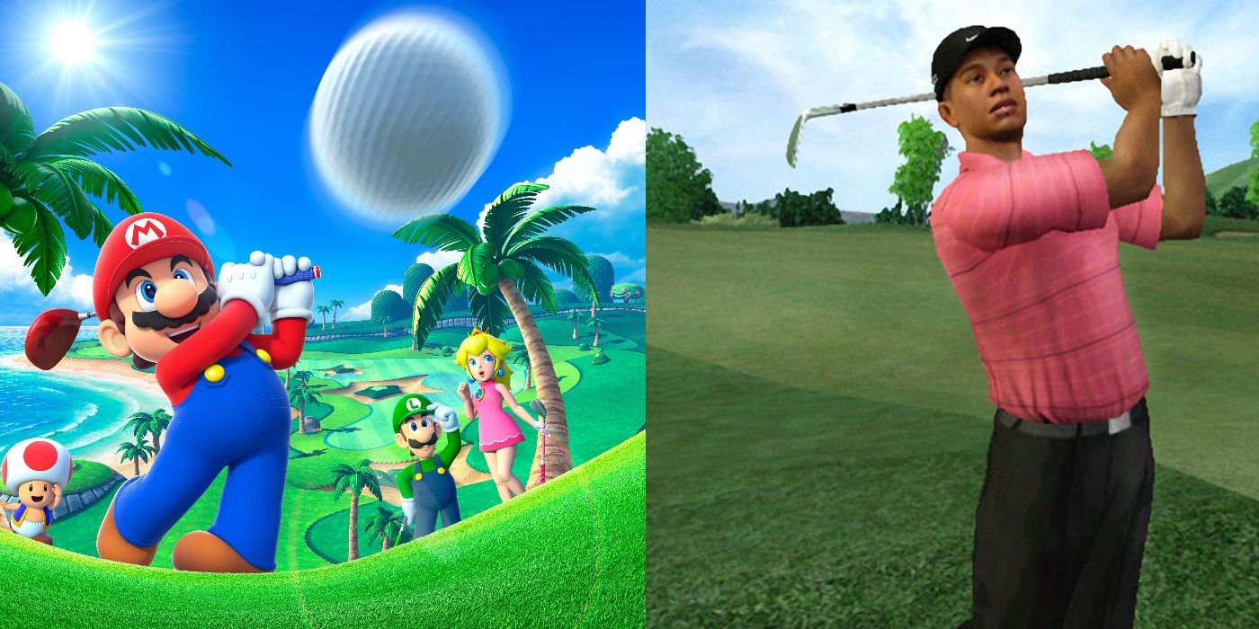 (Left) Mario Golf featured image (Right) Tiger Woods pga tour 08 gameplay