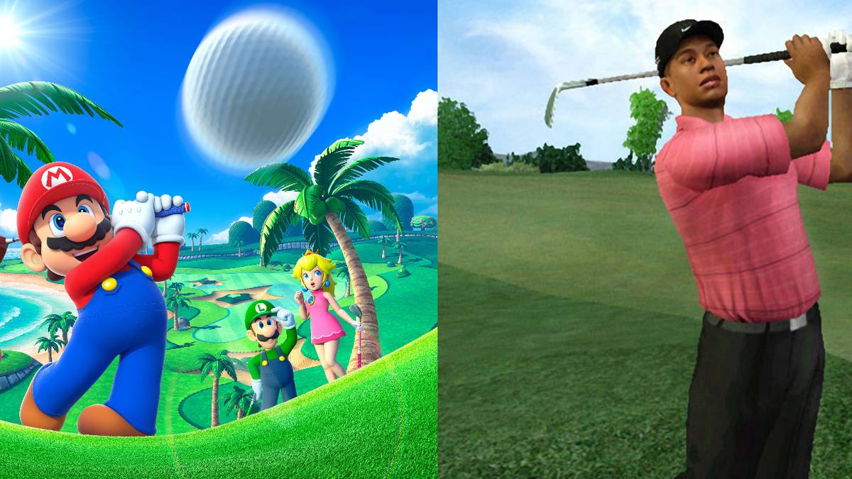 (Left) Mario Golf featured image (Right) Tiger Woods pga tour 08 gameplay