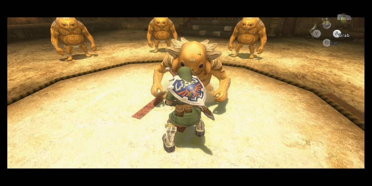 Link sumo wrestling a Goron