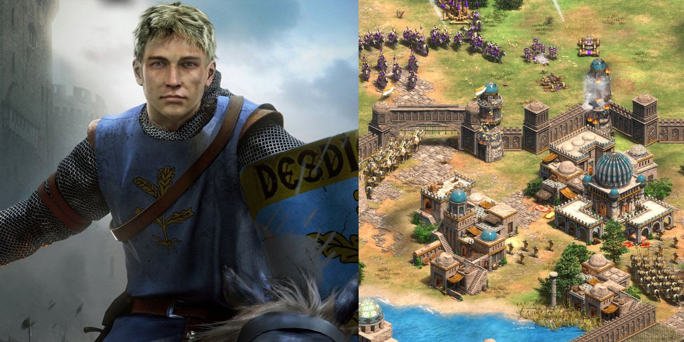 (Left) Prootional image of Crusader Kings 2 (Right) Gameplay of Age of Empires 2