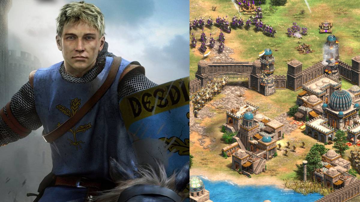 (Left) Prootional image of Crusader Kings 2 (Right) Gameplay of Age of Empires 2