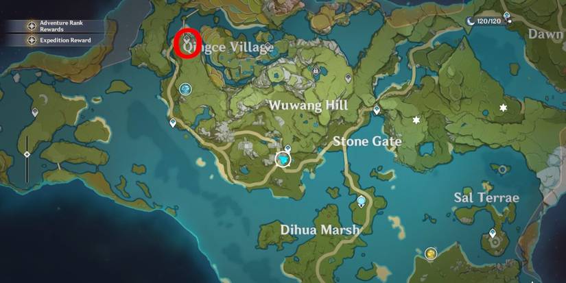 Map of Chi of Guyun Incomplete Writing side quest