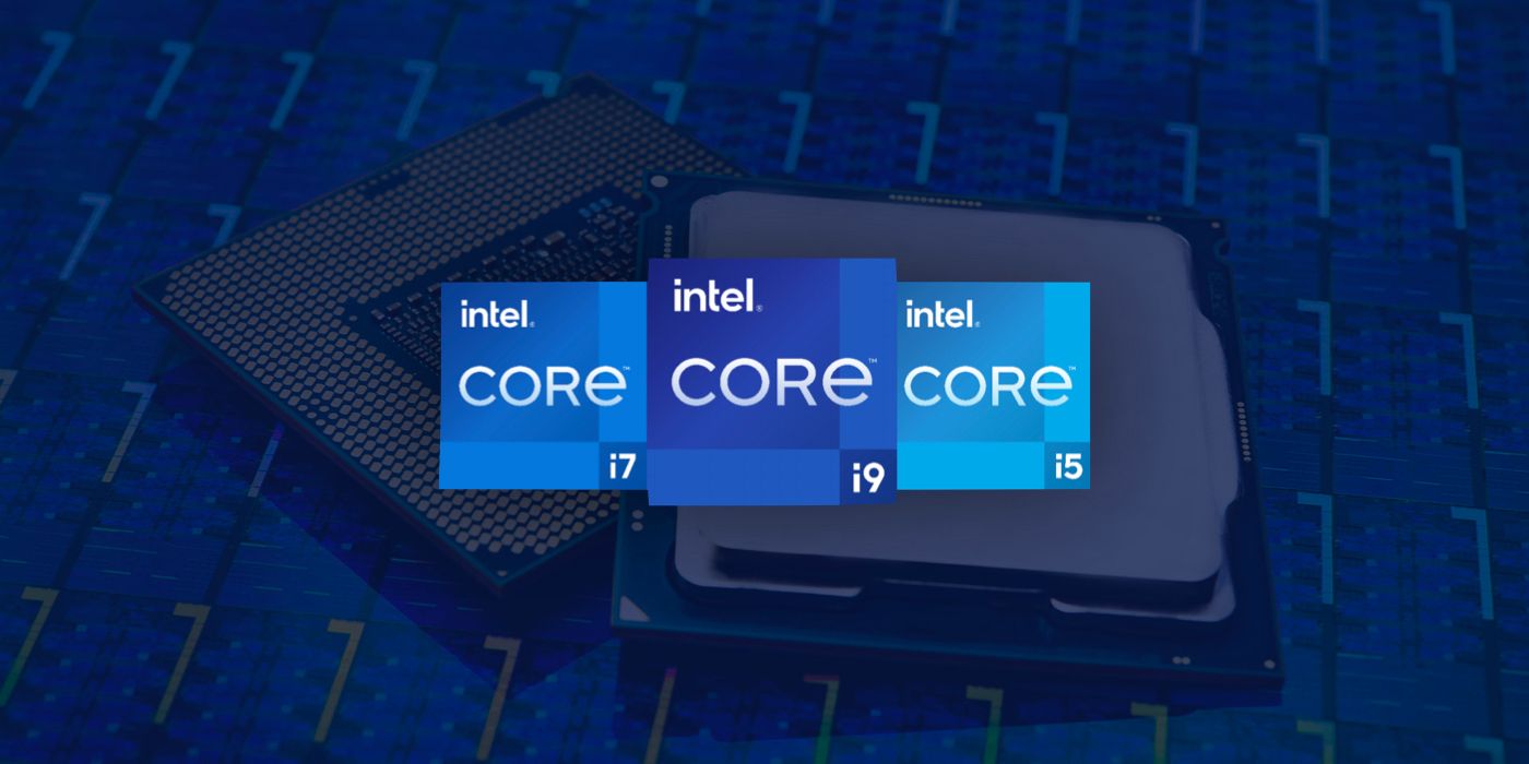 Chip with Intel i9 i7 i5 logos