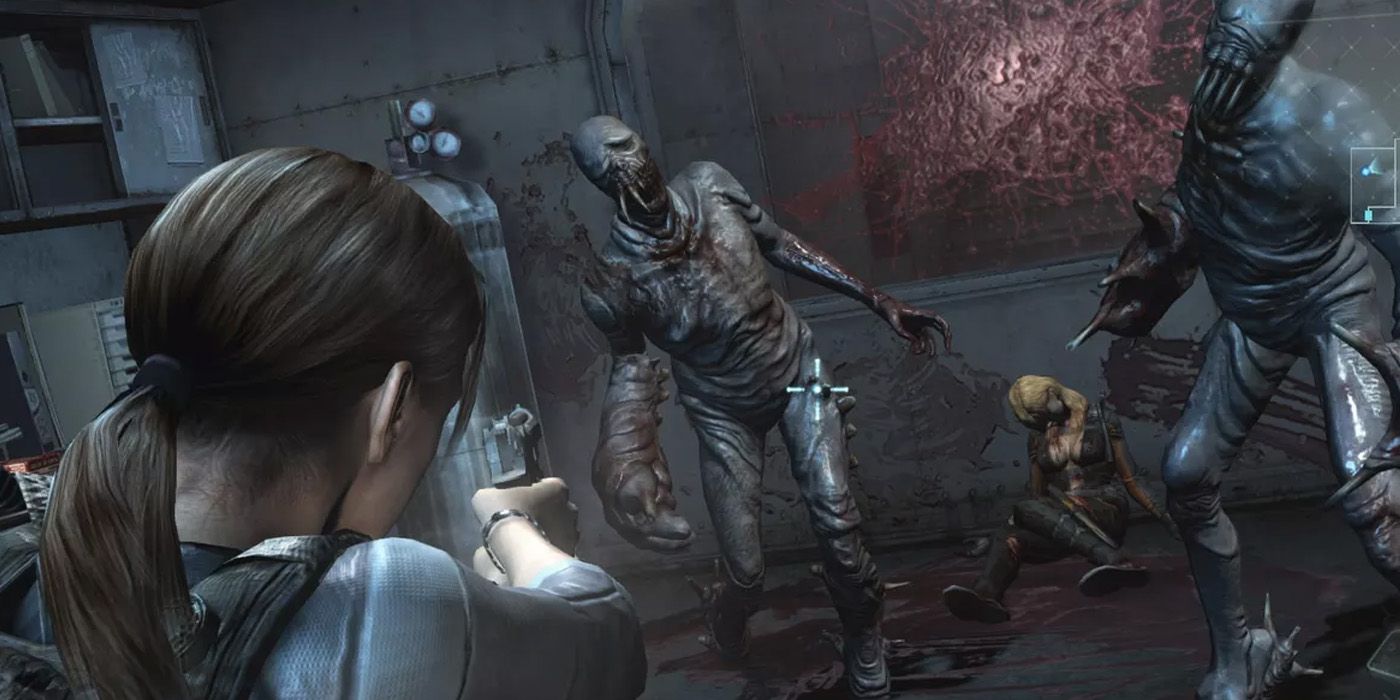 Jill fighting zombies in Revelations- Events Between RE4 and RE5