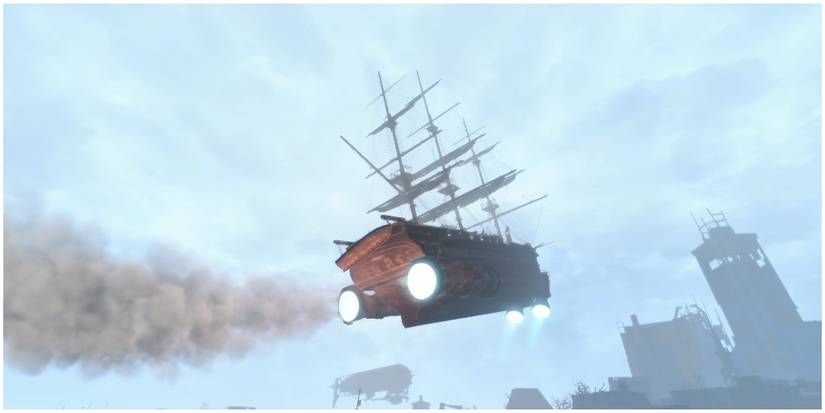 U.S.S. Constitution flying towards downtown Boston