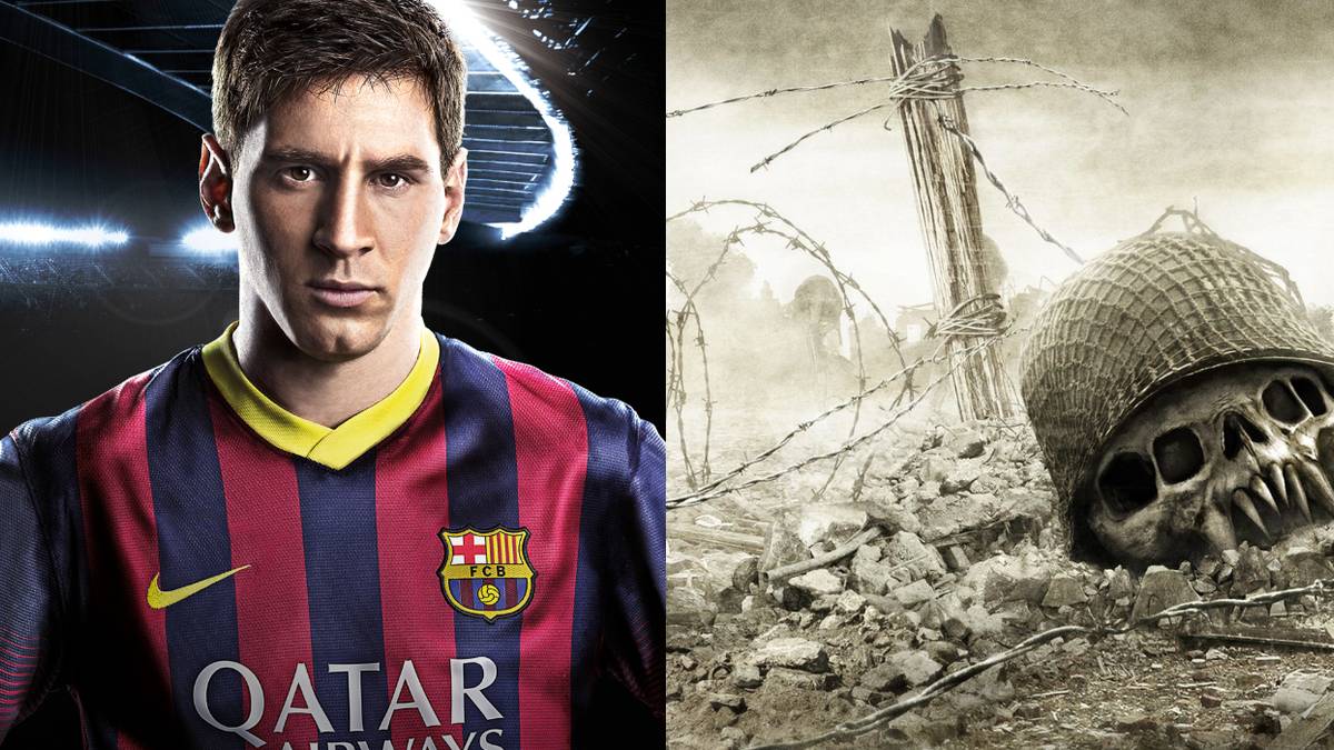 (Left) Fifa 14 promotional image of Messi (Right) Promotional image of PS3's Resistance: Fall of Man