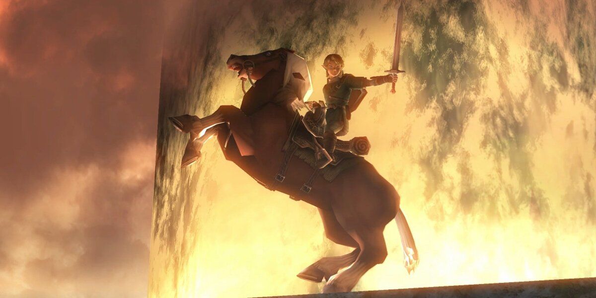 Promotional image of Link riding Epona in Twilight Princess