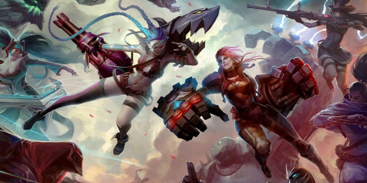 League of Legends champions fighting