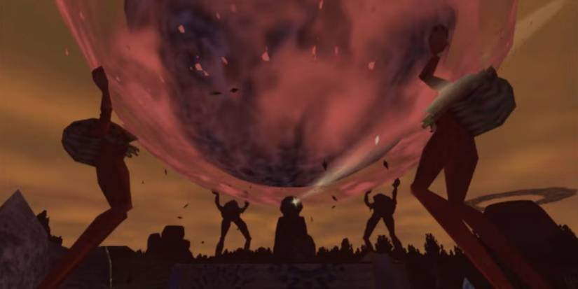 Giants stopping the moon from falling