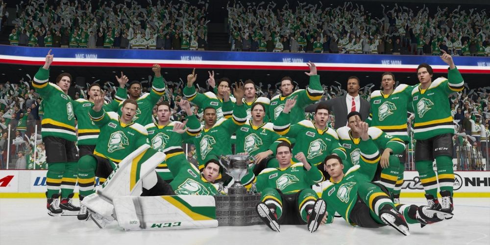 NHL 21 Stanley Cup Pose With Fictional Team