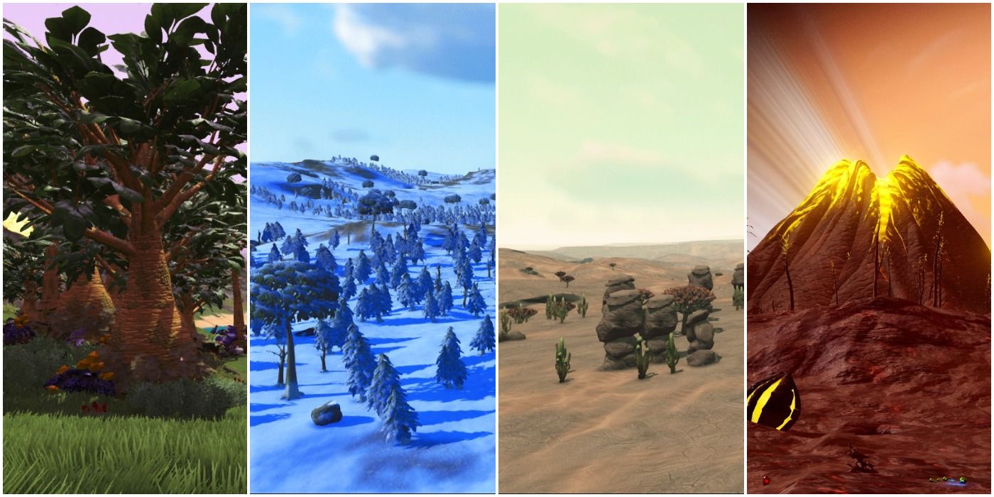 Four biomes from No Man's Sky