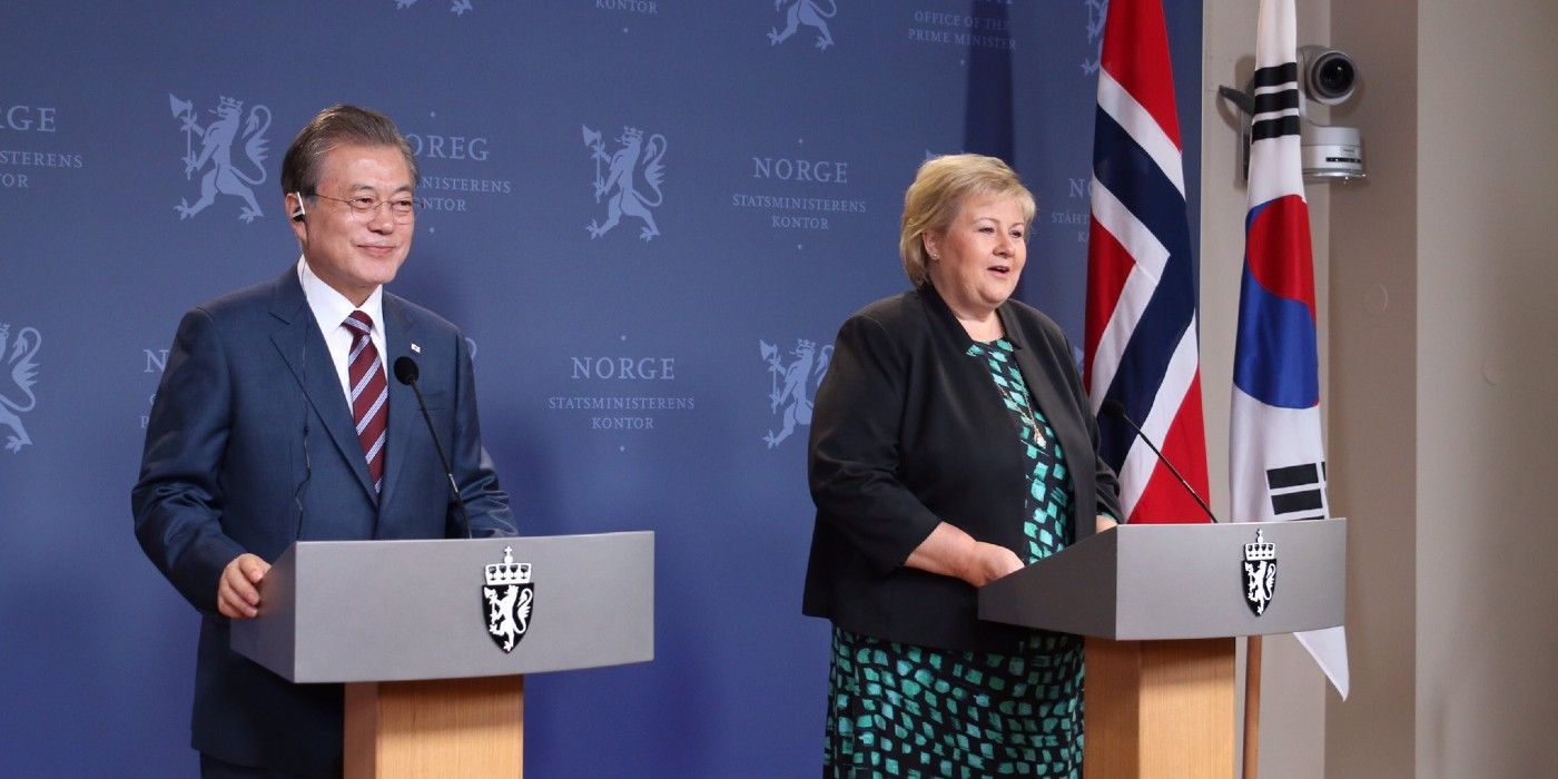 Norway PM Korea President Erna Solberg Moon Jae-in