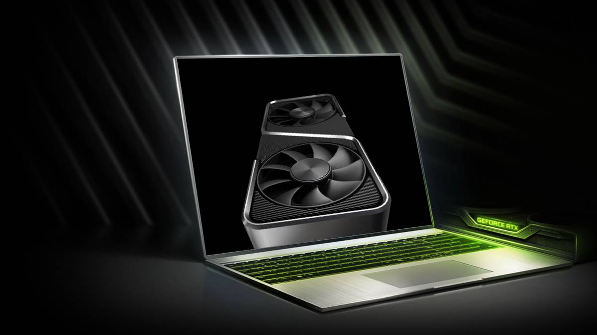 Laptop with image of RTX 3070
