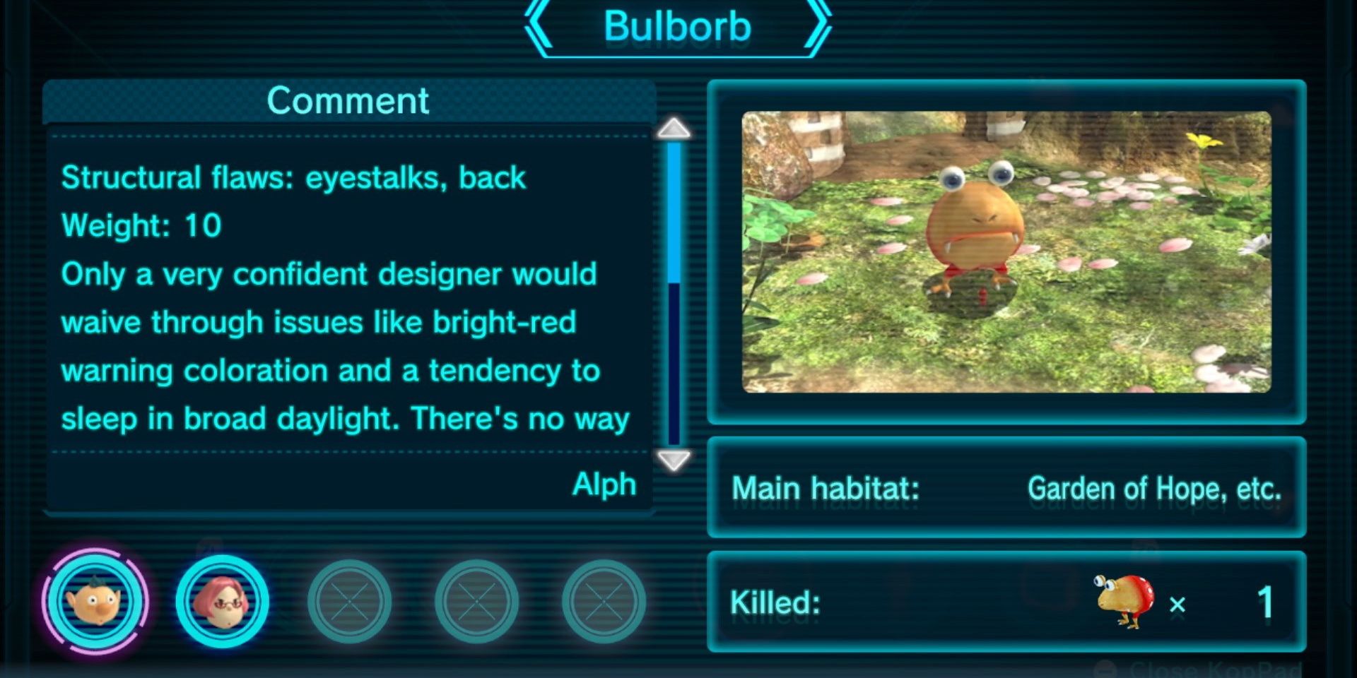 Switch Pikmin 3 Deluxe Piklopedia Bulborb Entry
