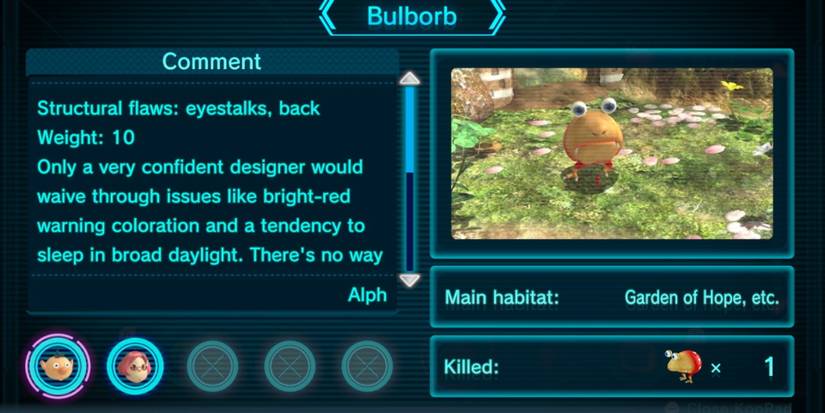 Switch Pikmin 3 Deluxe Piklopedia Bulborb Entry