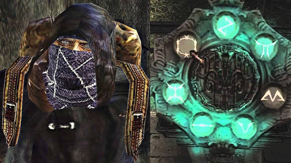 (Left) Merchant from Resident Evil 4 (Right) Puzzle from Resident Evil 4