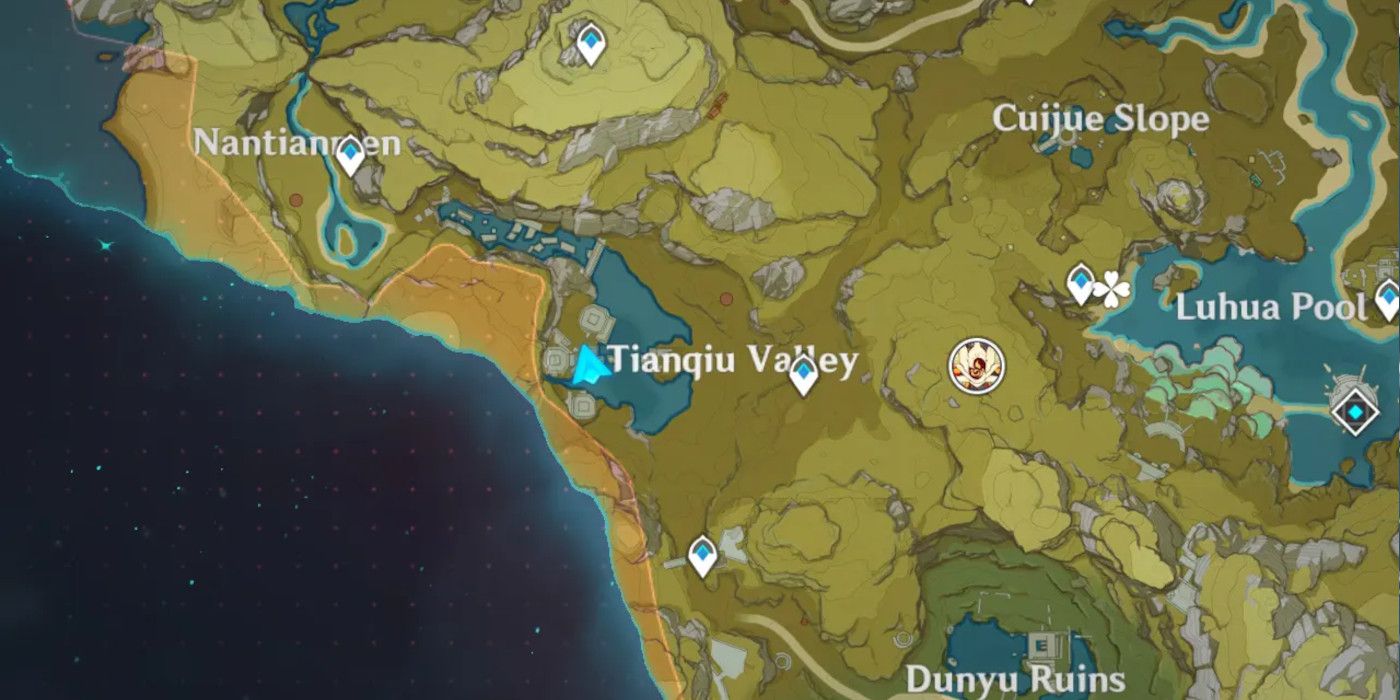 Map of Tianqiu Valley in Genshin Impact