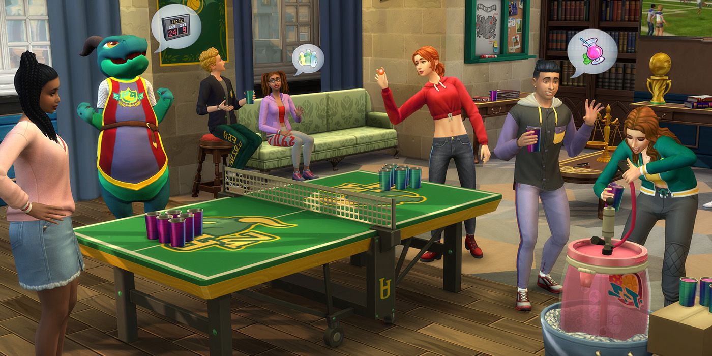 SIms 4 discover university juice pong in commons