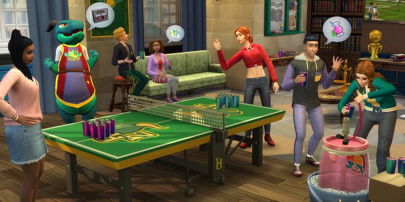 SIms 4 discover university juice pong in commons