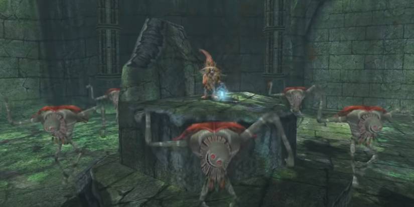 Skull Kid summoning puppets to attack Link