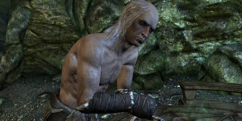 Skyrim Hamelyn at Alchemy Station making poison.