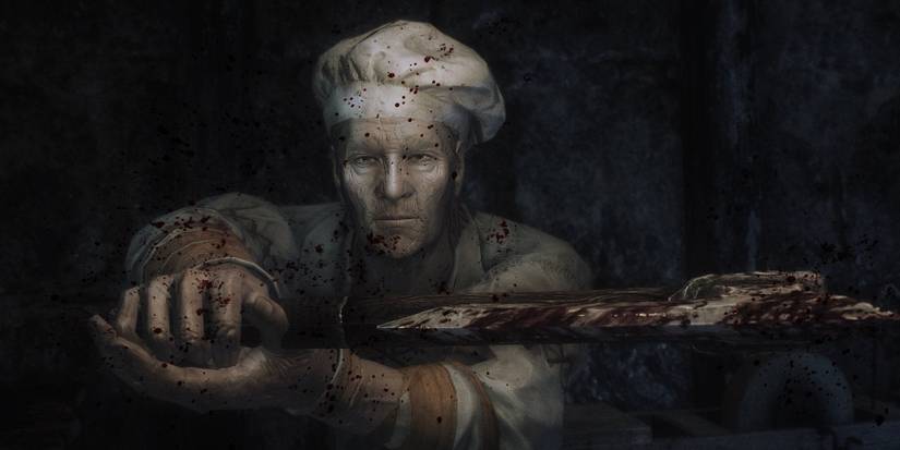 Skyrim Knjakr cannibal chef locked in cell.