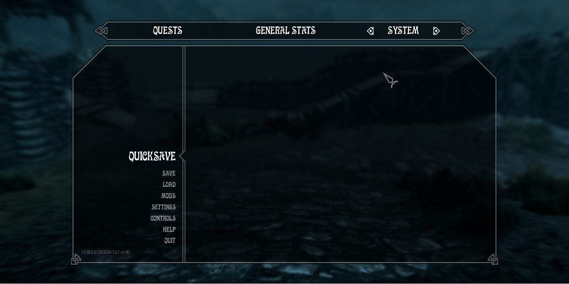 Skyrim Stay At The System Page mod