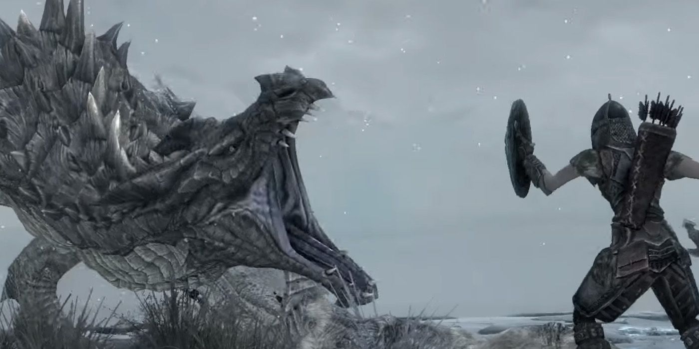Dragon fighting Player in Skyrim PS4