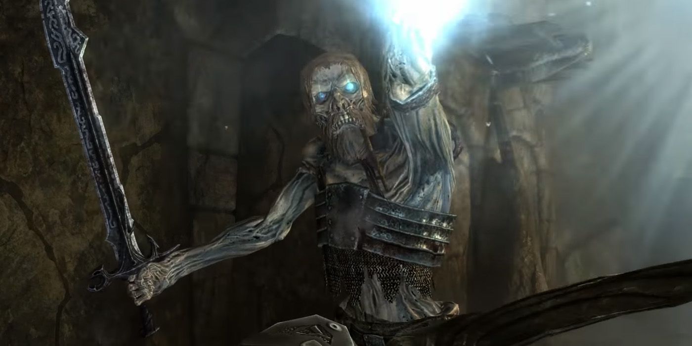 A lich attacking the player Skyrim Switch