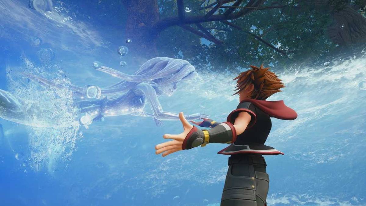 Sora summons Ariel out of water