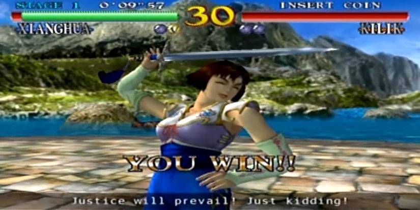 Soulcalibur dreamcast game - voctory screen with happy character