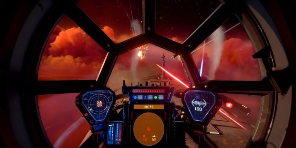 Star Wars Squadrons TIE Bomber Fires On Installation