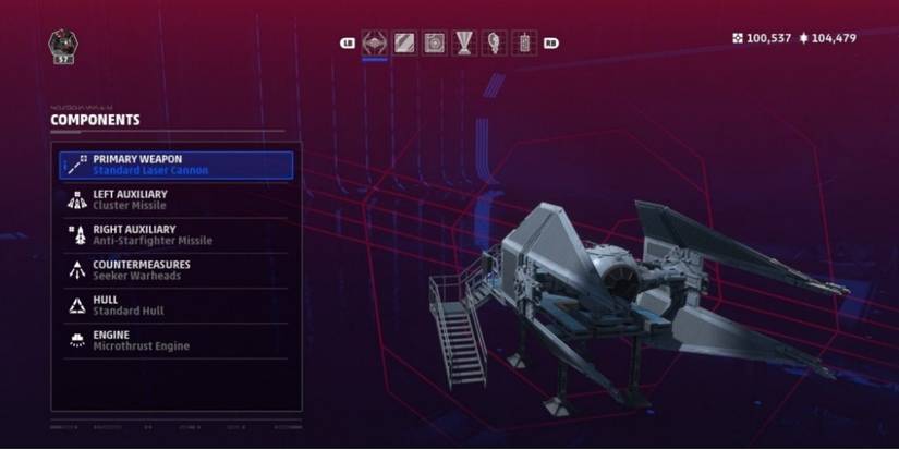 Star Wars Squadrons TIE Interceptor Loadout Screen