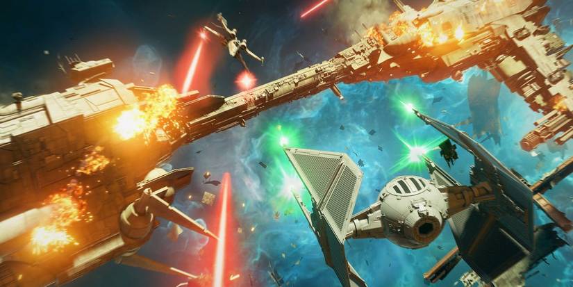 Tie Figher and X Wing shooting head on