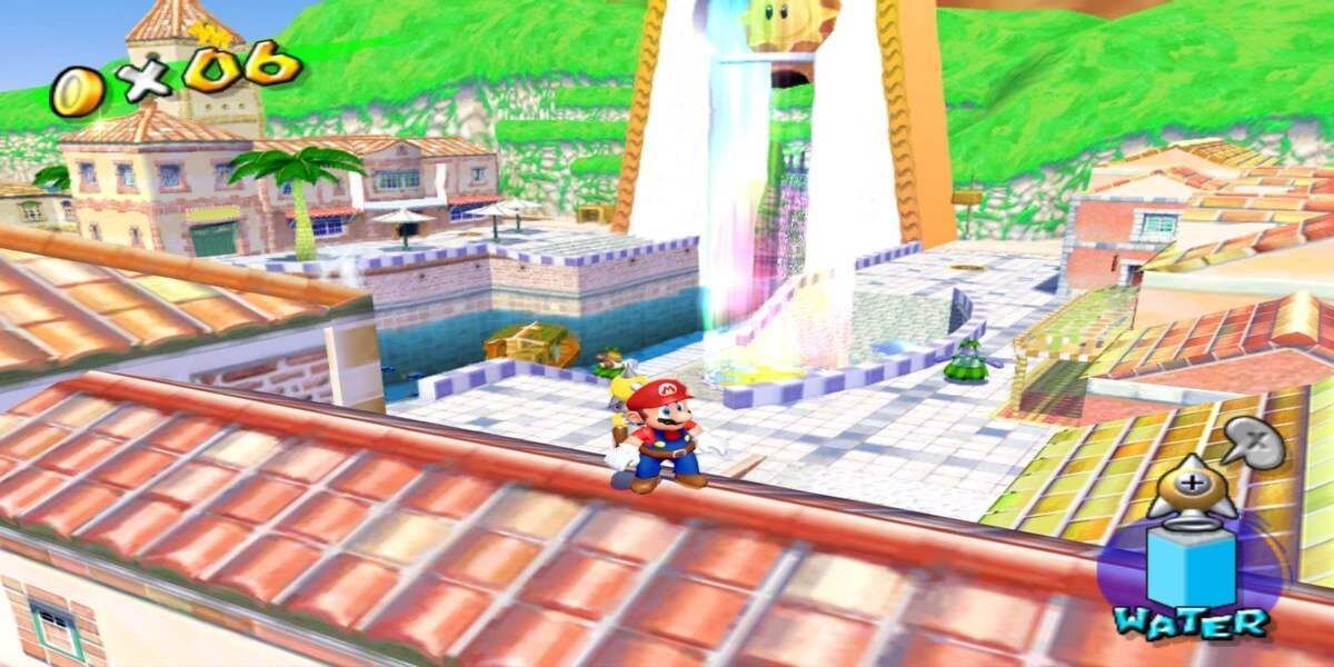 Mario in Super Mario Sunshine's Plaza