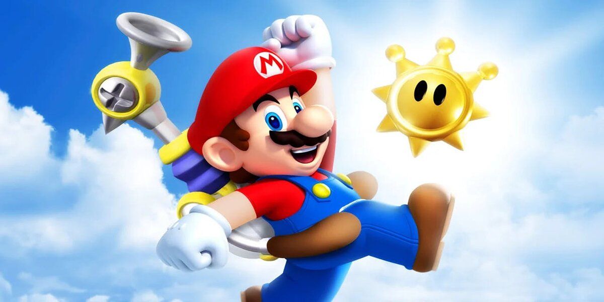 Mario, F.L.U.D.D and a shine in Super Mario Sunshine